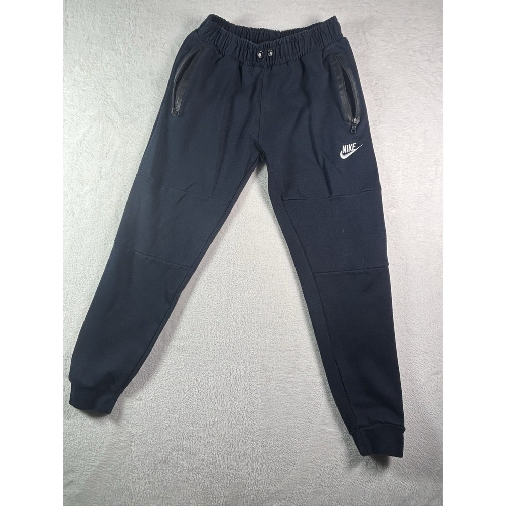Nike Navy Sweatpants White Swoosh Mens Small Joggers Blue Cotton A22-8